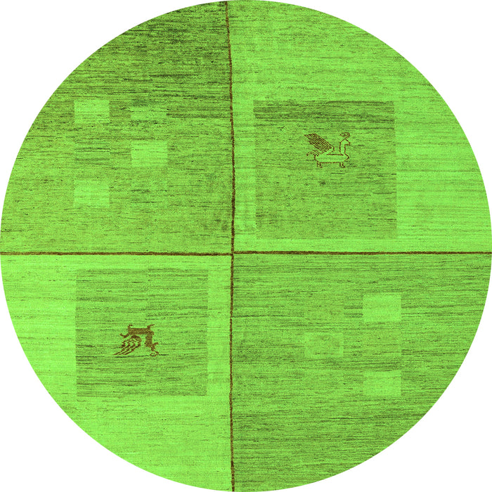 Round Abstract Green Modern Rug, abs4955grn