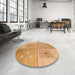 Round Machine Washable Abstract Orange Rug in a Office, wshabs4955