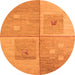 Round Machine Washable Abstract Orange Modern Area Rugs, wshabs4955org