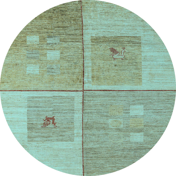 Round Abstract Light Blue Modern Rug, abs4955lblu
