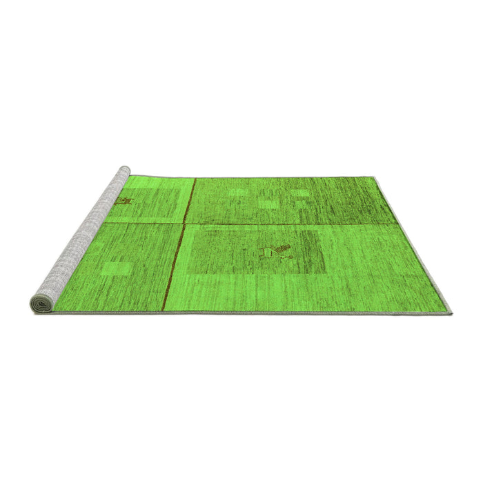 Sideview of Machine Washable Abstract Green Modern Area Rugs, wshabs4955grn