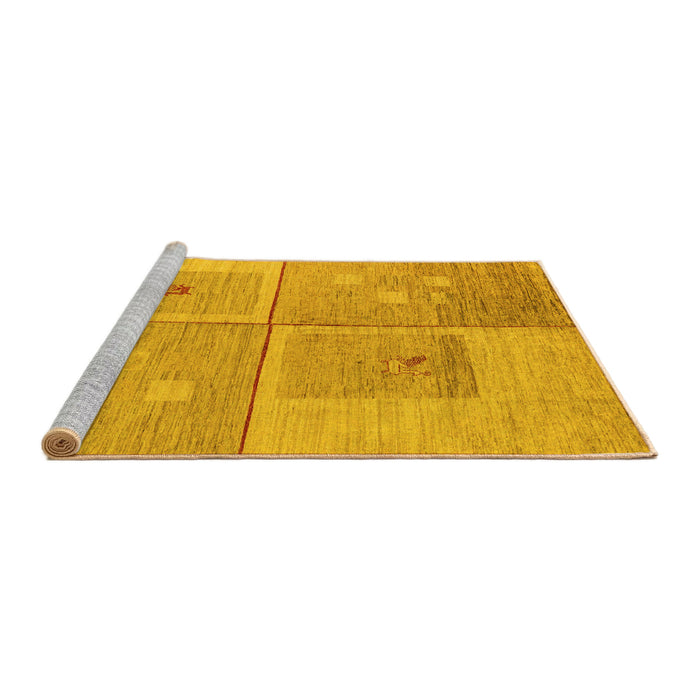 Sideview of Machine Washable Abstract Yellow Modern Rug, wshabs4955yw