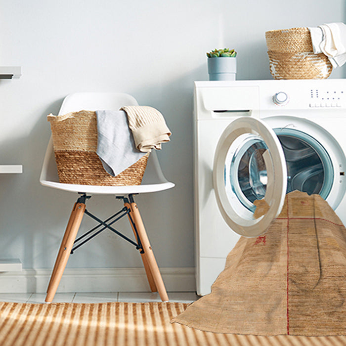 Machine Washable Abstract Orange Rug in a Washing Machine, wshabs4955