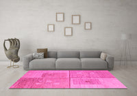 Machine Washable Abstract Pink Modern Rug, wshabs4955pnk