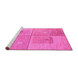 Sideview of Machine Washable Abstract Pink Modern Rug, wshabs4955pnk