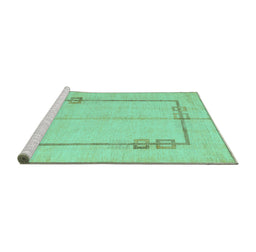 Sideview of Machine Washable Solid Turquoise Modern Area Rugs, wshabs4956turq