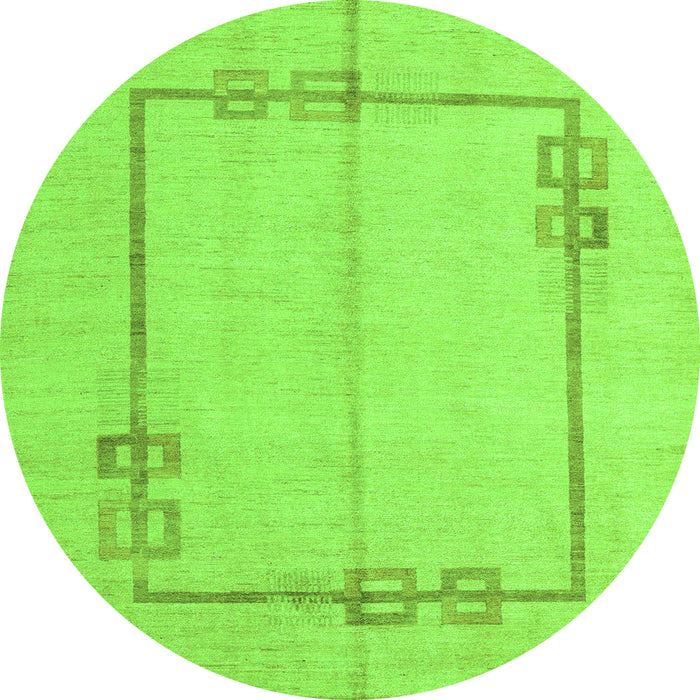 Round Solid Green Modern Rug, abs4956grn