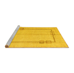 Sideview of Machine Washable Solid Yellow Modern Rug, wshabs4956yw