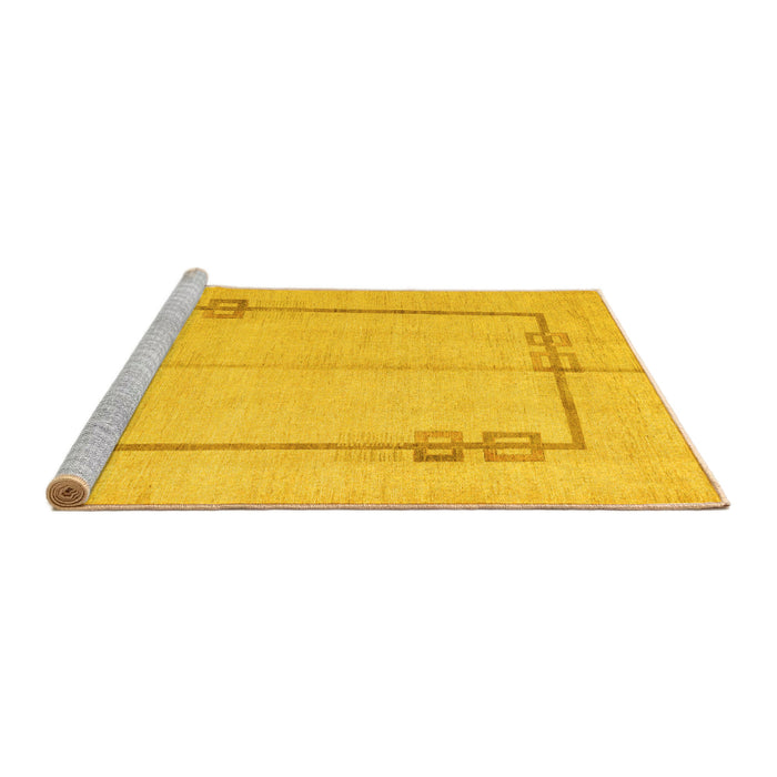 Sideview of Machine Washable Solid Yellow Modern Rug, wshabs4956yw