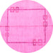 Round Machine Washable Solid Pink Modern Rug, wshabs4956pnk