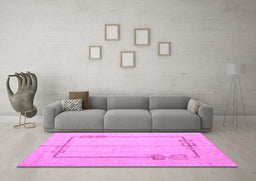 Machine Washable Solid Purple Modern Area Rugs in a Living Room, wshabs4956pur