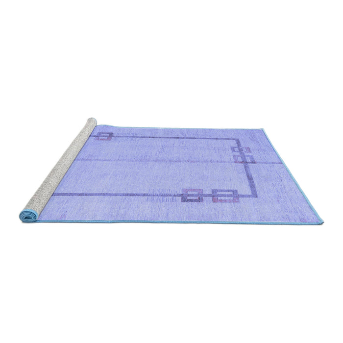 Sideview of Machine Washable Solid Blue Modern Rug, wshabs4956blu