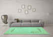Machine Washable Solid Turquoise Modern Area Rugs in a Living Room,, wshabs4956turq