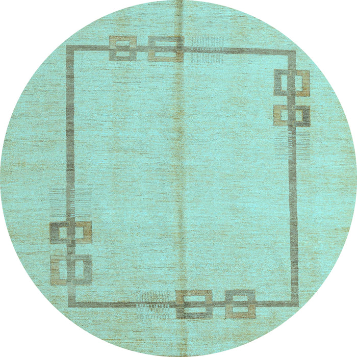 Round Machine Washable Solid Light Blue Modern Rug, wshabs4956lblu