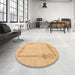 Round Machine Washable Abstract Orange Rug in a Office, wshabs4956