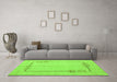 Machine Washable Solid Green Modern Area Rugs in a Living Room,, wshabs4956grn