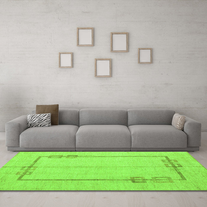 Machine Washable Solid Green Modern Area Rugs in a Living Room,, wshabs4956grn