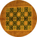 Round Abstract Yellow Modern Rug, abs4957yw