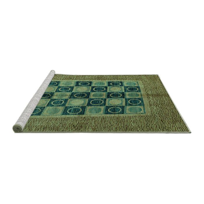 Sideview of Machine Washable Abstract Turquoise Modern Area Rugs, wshabs4957turq