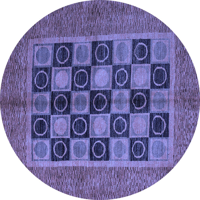 Round Abstract Blue Modern Rug, abs4957blu