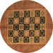 Round Abstract Brown Modern Rug, abs4957brn