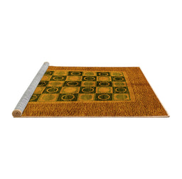 Sideview of Machine Washable Abstract Yellow Modern Rug, wshabs4957yw