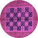 Round Machine Washable Abstract Purple Modern Area Rugs, wshabs4957pur