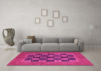 Machine Washable Abstract Pink Modern Rug, wshabs4957pnk