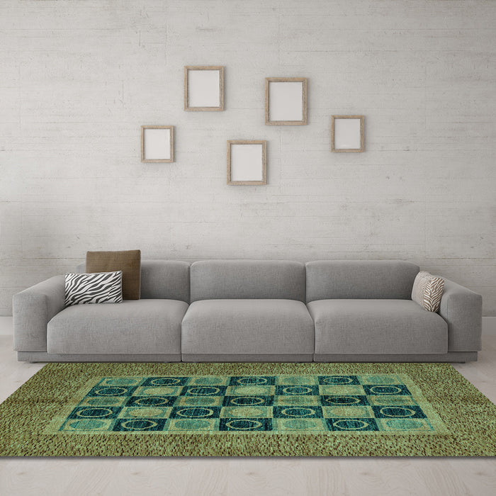 Machine Washable Abstract Turquoise Modern Area Rugs in a Living Room,, wshabs4957turq