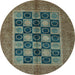 Round Machine Washable Abstract Light Blue Modern Rug, wshabs4957lblu