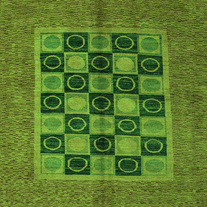 Square Machine Washable Abstract Green Modern Area Rugs, wshabs4957grn