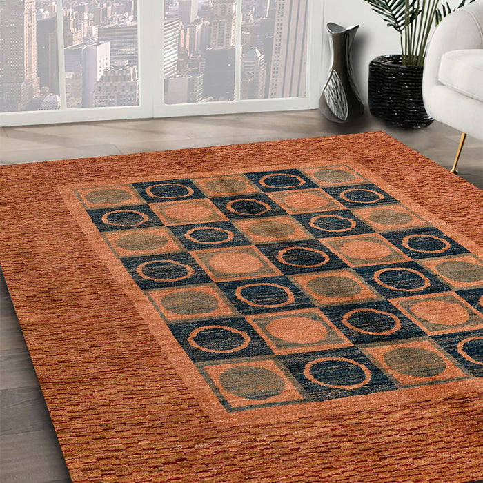 Machine Washable Abstract Tomato Red Rug in a Family Room, wshabs4957