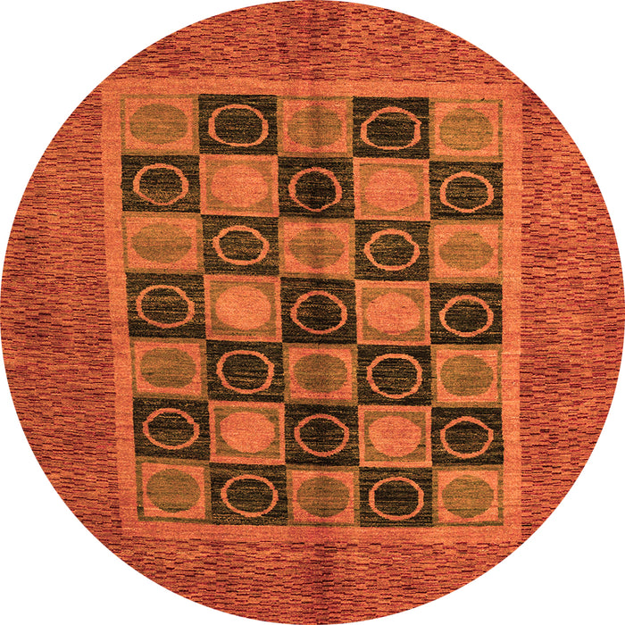 Round Abstract Orange Modern Rug, abs4957org