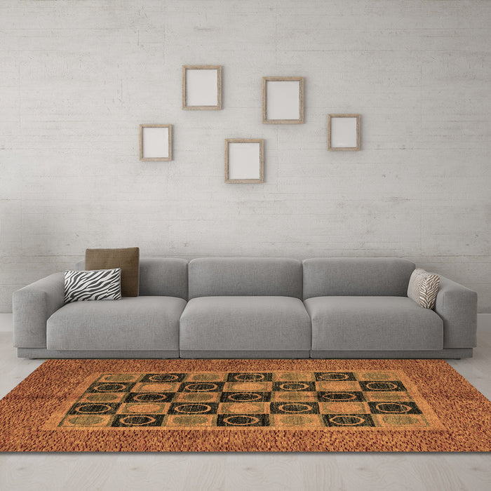 Machine Washable Abstract Brown Modern Rug in a Living Room,, wshabs4957brn
