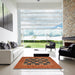 Square Abstract Red Modern Rug in a Living Room, abs4957