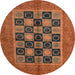 Round Machine Washable Abstract Tomato Red Rug, wshabs4957