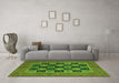 Machine Washable Abstract Green Modern Area Rugs in a Living Room,, wshabs4957grn