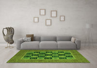 Machine Washable Abstract Green Modern Rug, wshabs4957grn