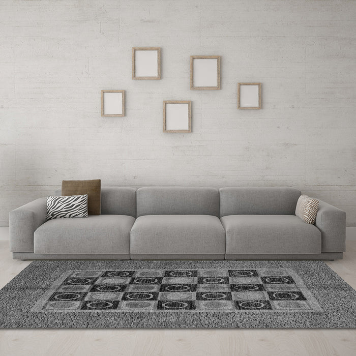 Machine Washable Abstract Gray Modern Rug in a Living Room,, wshabs4957gry