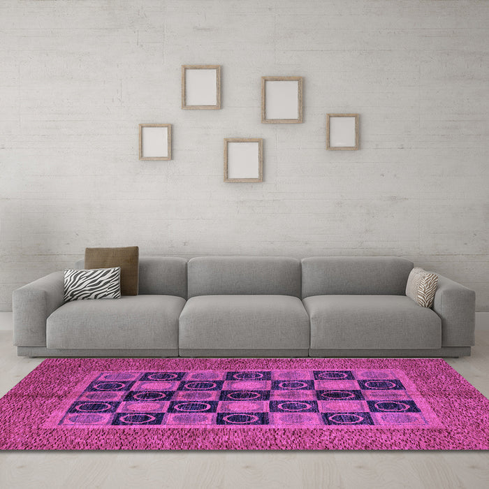 Machine Washable Abstract Purple Modern Area Rugs in a Living Room, wshabs4957pur