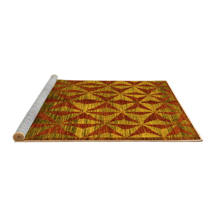 Sideview of Machine Washable Abstract Yellow Modern Rug, wshabs4958yw