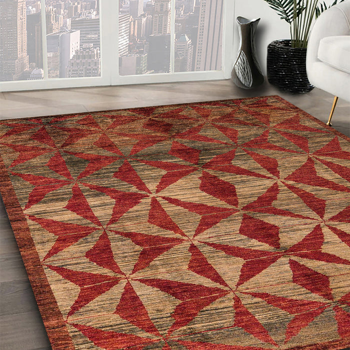 Machine Washable Abstract Chocolate Brown Rug in a Family Room, wshabs4958