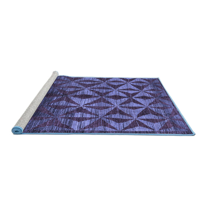 Sideview of Machine Washable Abstract Blue Modern Rug, wshabs4958blu