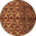 Round Machine Washable Abstract Brown Modern Rug, wshabs4958brn