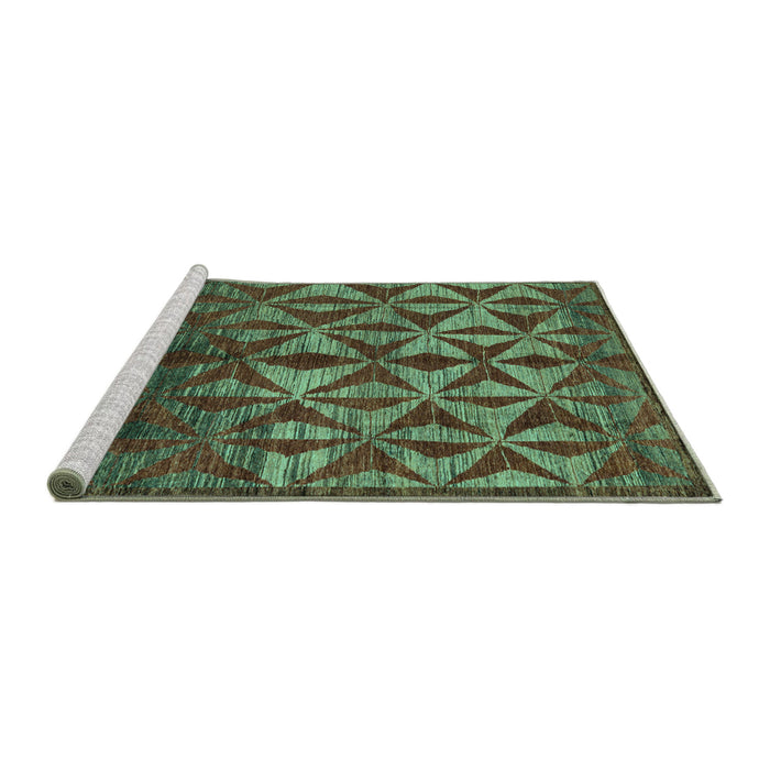 Sideview of Machine Washable Abstract Turquoise Modern Area Rugs, wshabs4958turq