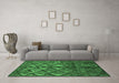 Machine Washable Abstract Emerald Green Modern Area Rugs in a Living Room,, wshabs4958emgrn