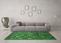 Machine Washable Abstract Emerald Green Modern Rug, wshabs4958emgrn