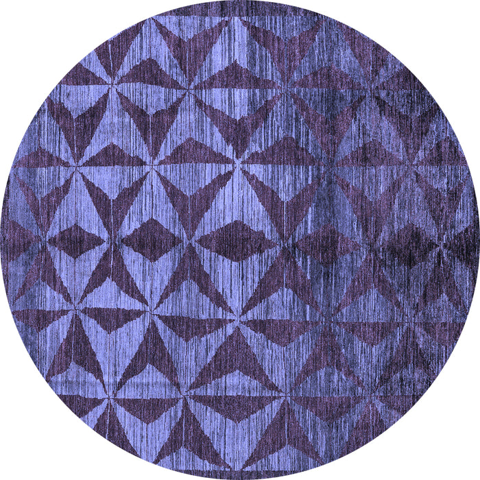 Round Machine Washable Abstract Blue Modern Rug, wshabs4958blu
