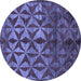 Round Machine Washable Abstract Blue Modern Rug, wshabs4958blu