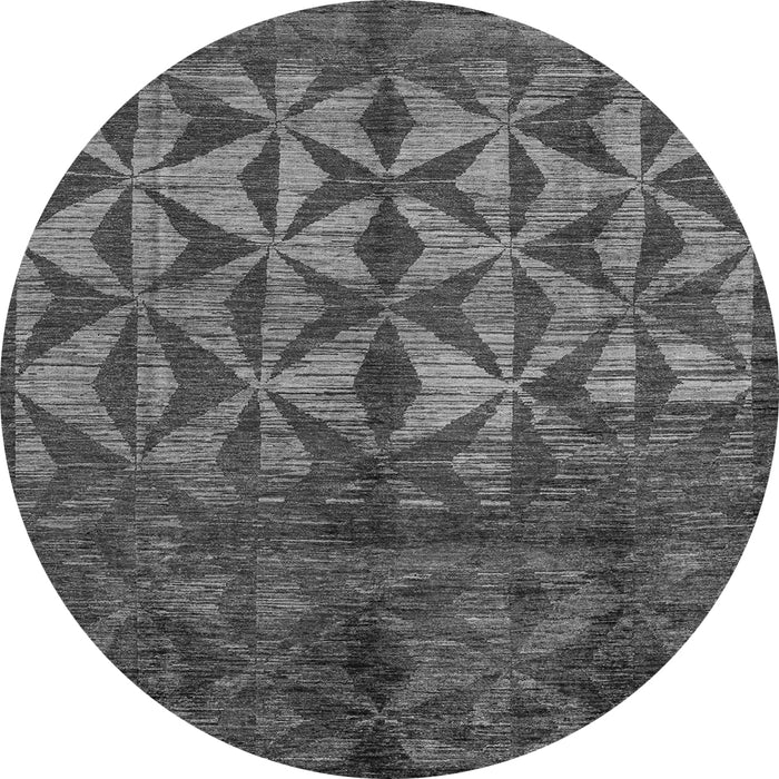 Round Machine Washable Abstract Gray Modern Rug, wshabs4958gry